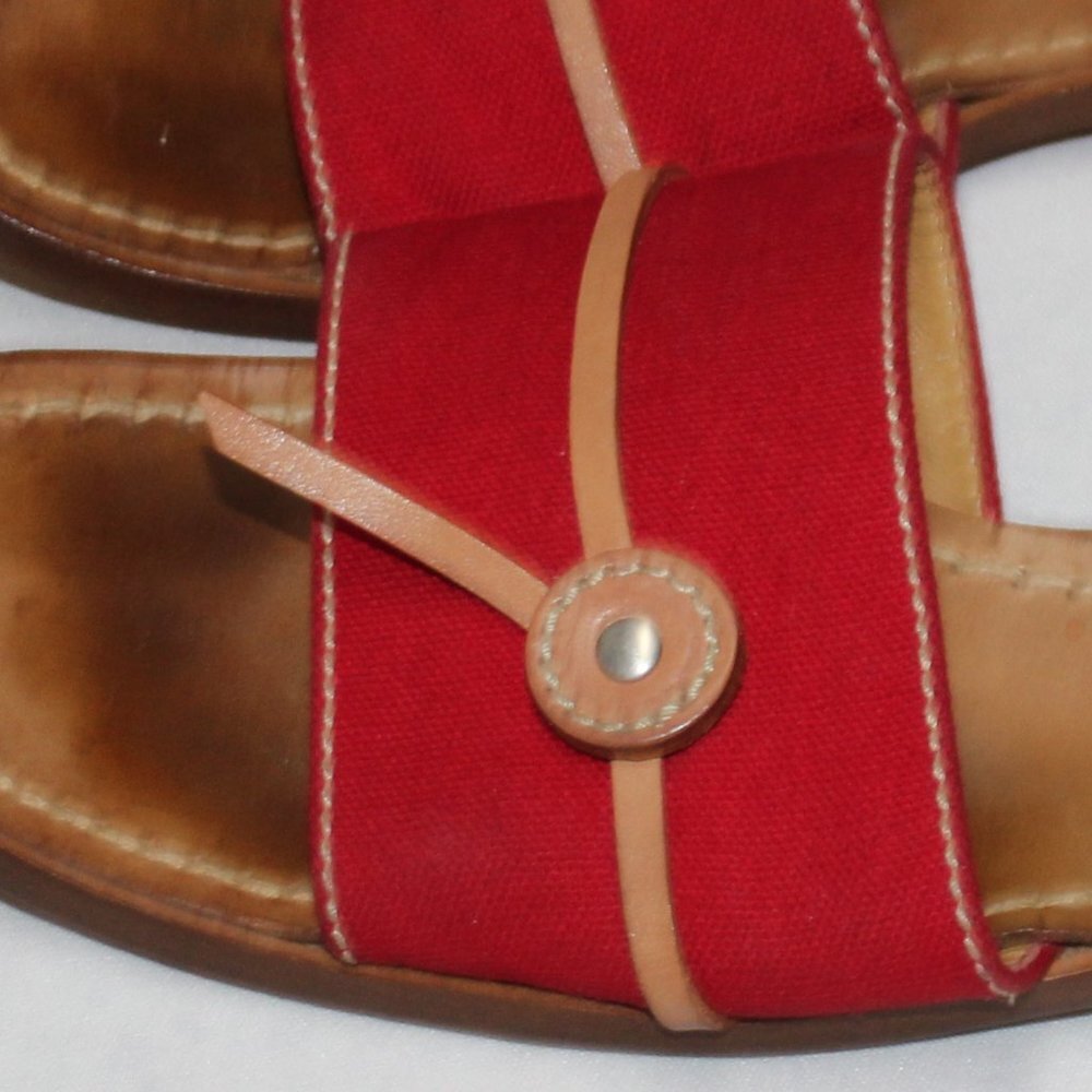 Vintage Kate Spade Leather and Red Canvas Slides - Picture 12 of 12